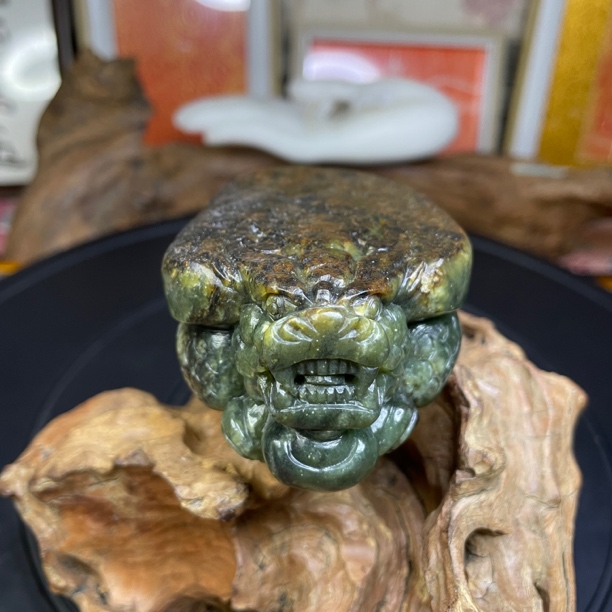 天然正品析木河磨玉老料满皮全壳纯手工俏色巧雕大龙龟手把件茶宠