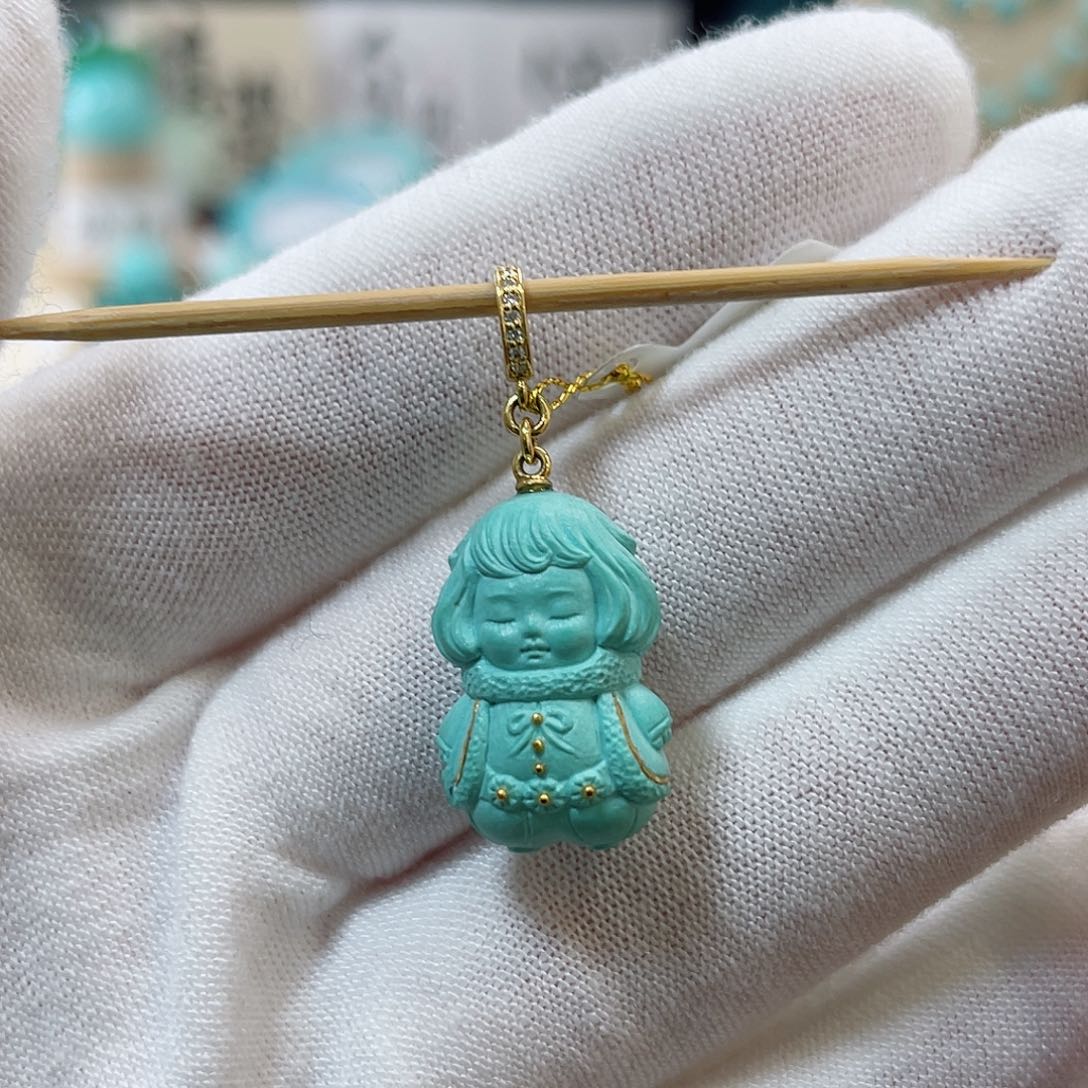绿松石珠宝奇石18K金镶嵌