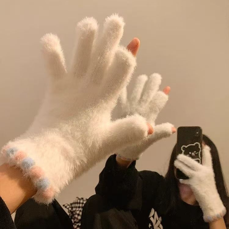 加绒小糖豆触屏分指手套一双