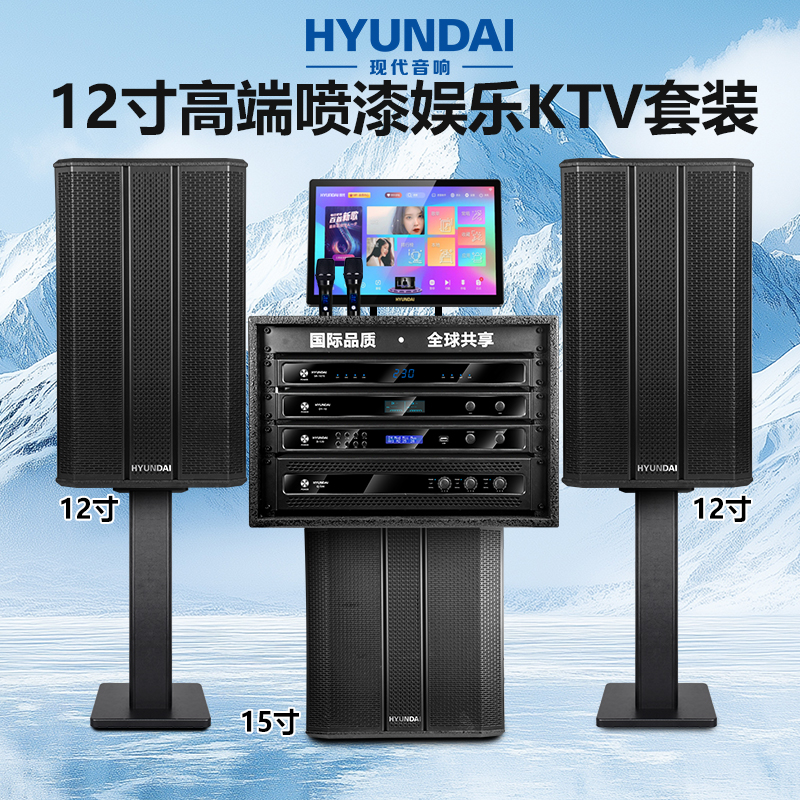 HYUNDAI新款12英寸HY-6012高端商用纯后级功率强劲KTV音箱