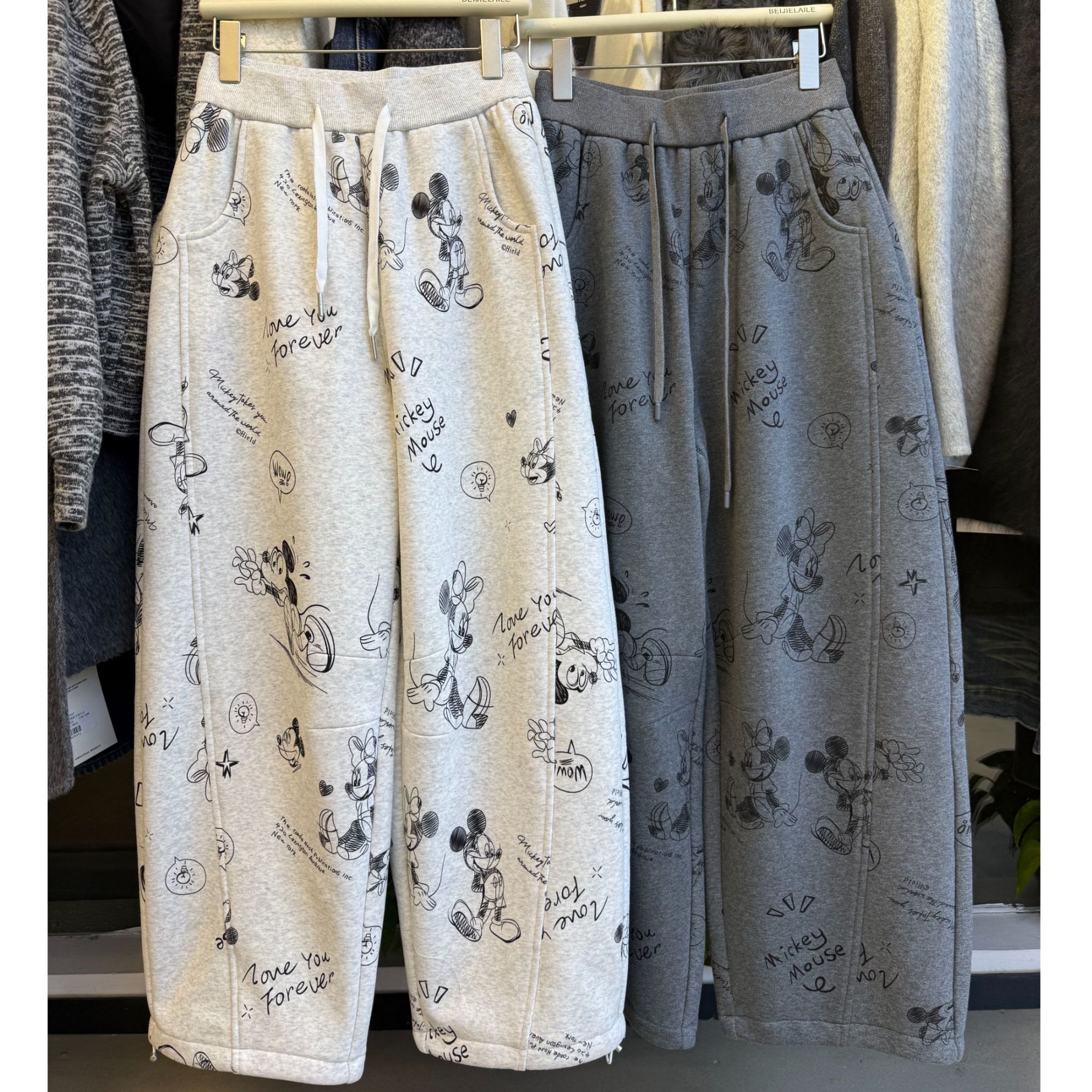 贝姐同款【卡通可抽绳气球裤】加绒加厚松紧腰休闲卫裤2579