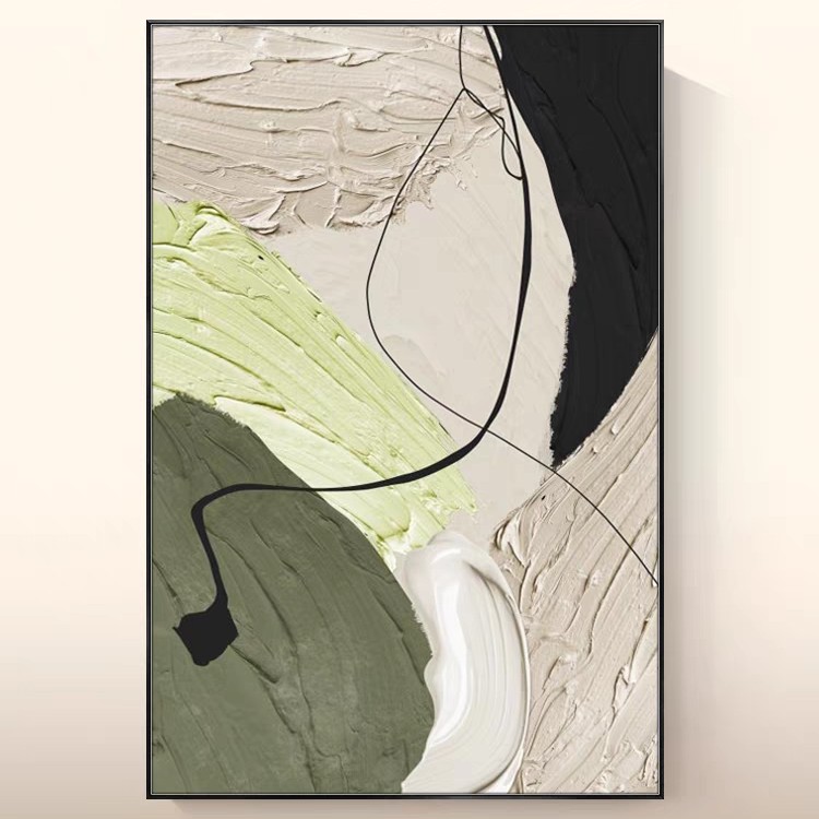 客厅挂画极简主义绿色沙发背景墙落地装饰画森系墙画壁画80120