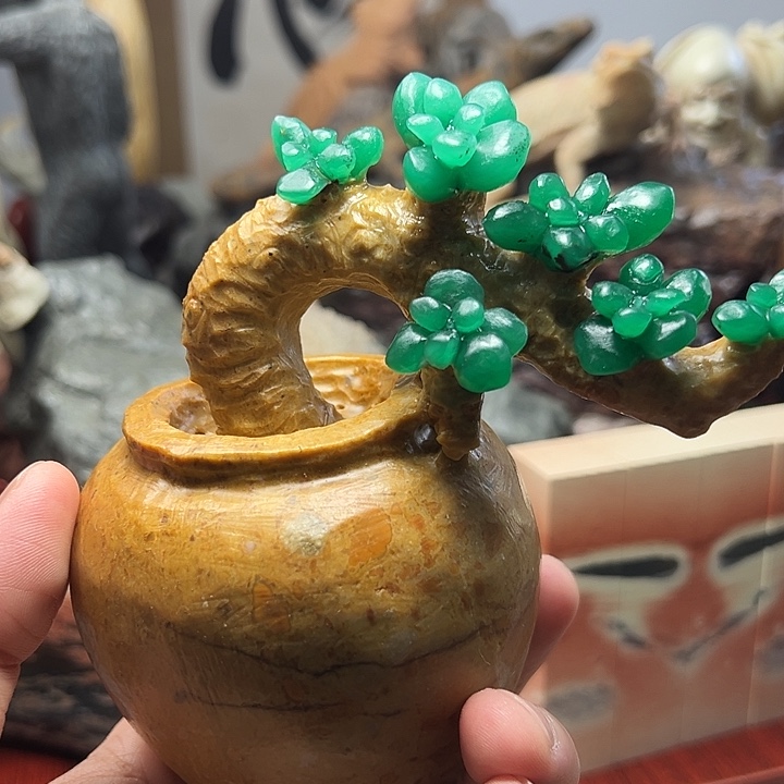 四川石雅安绿摆件