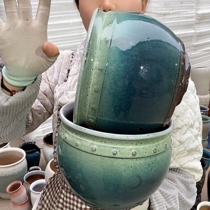 紫砂花盆瑕疵口21高17