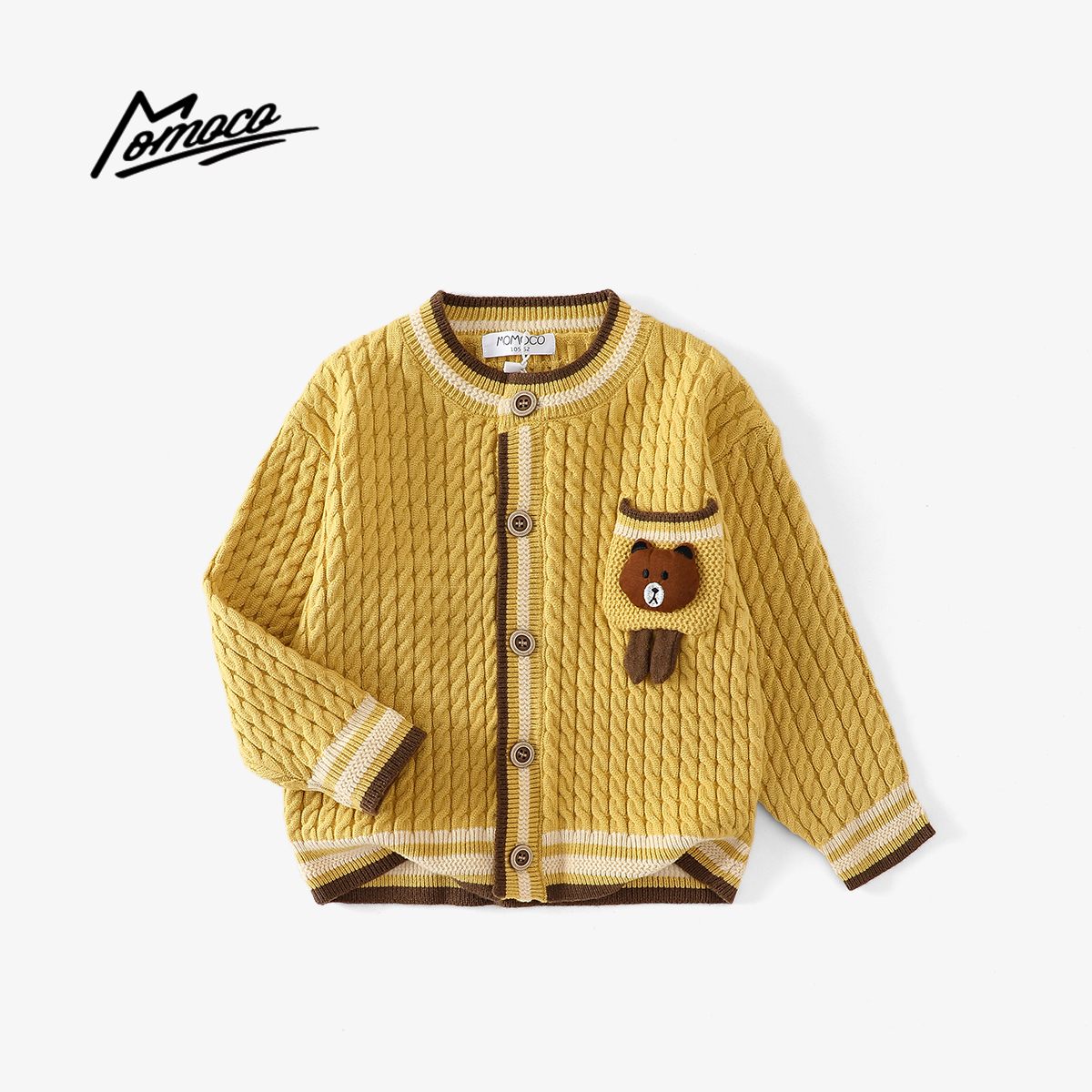 MOMOCO秋季男童潮流时尚毛衣开衫可爱小熊上衣77330112005