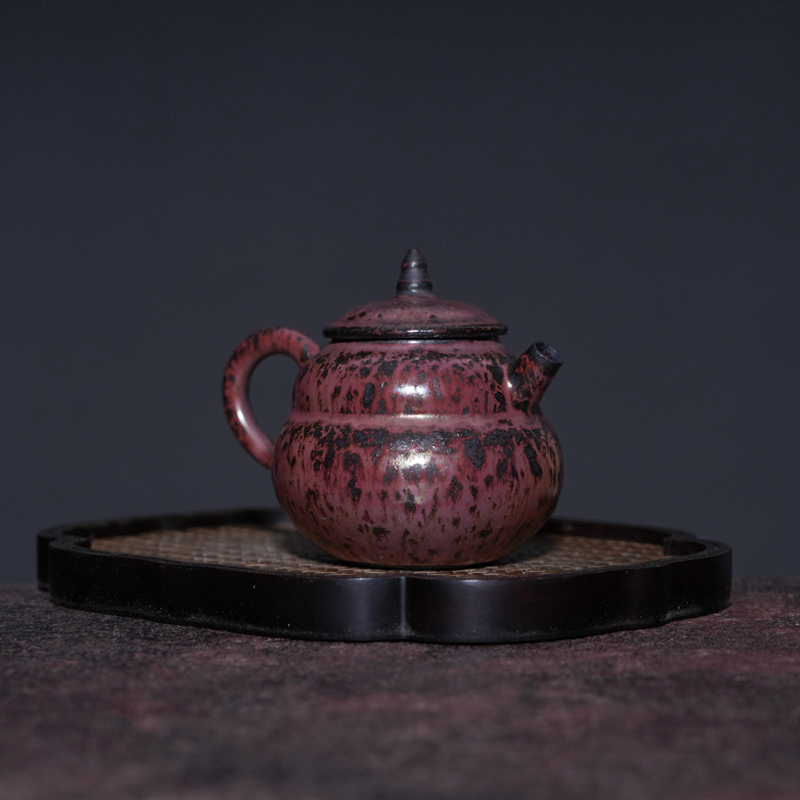 炭烧彩金釉手工壶神垕钧瓷茶壶黑砂粗泥