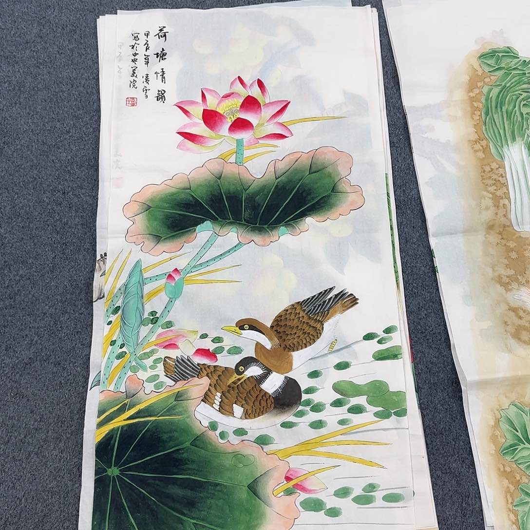 国画尺寸50X100手绘作品 