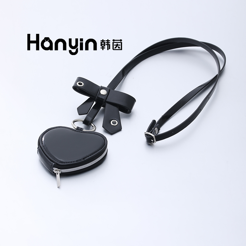非金属皮质项链 韩版高品蝴蝶结爱心零钱包口红包小巧精致饰品
