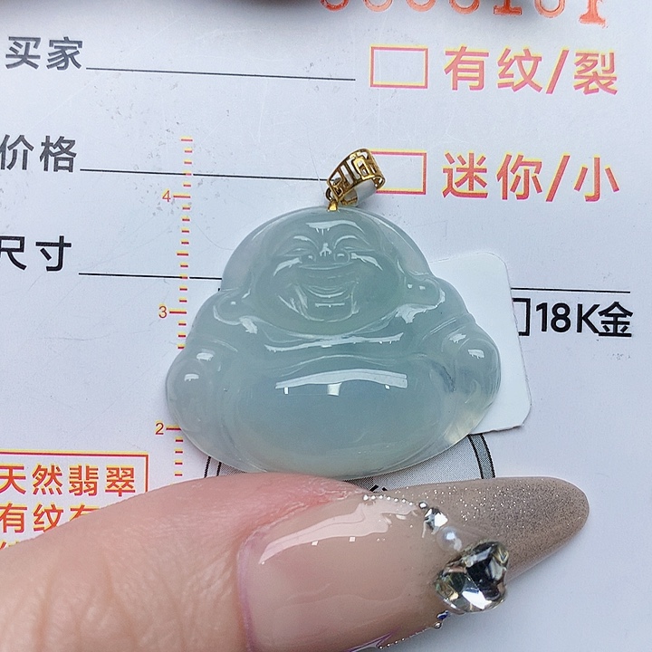 翡翠颈饰18K金镶嵌佛公