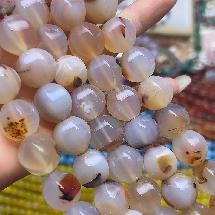 玛瑙/玉髓未镶嵌珠宝半成品T781  15×16m天然海洋玛瑙瓜珠一条