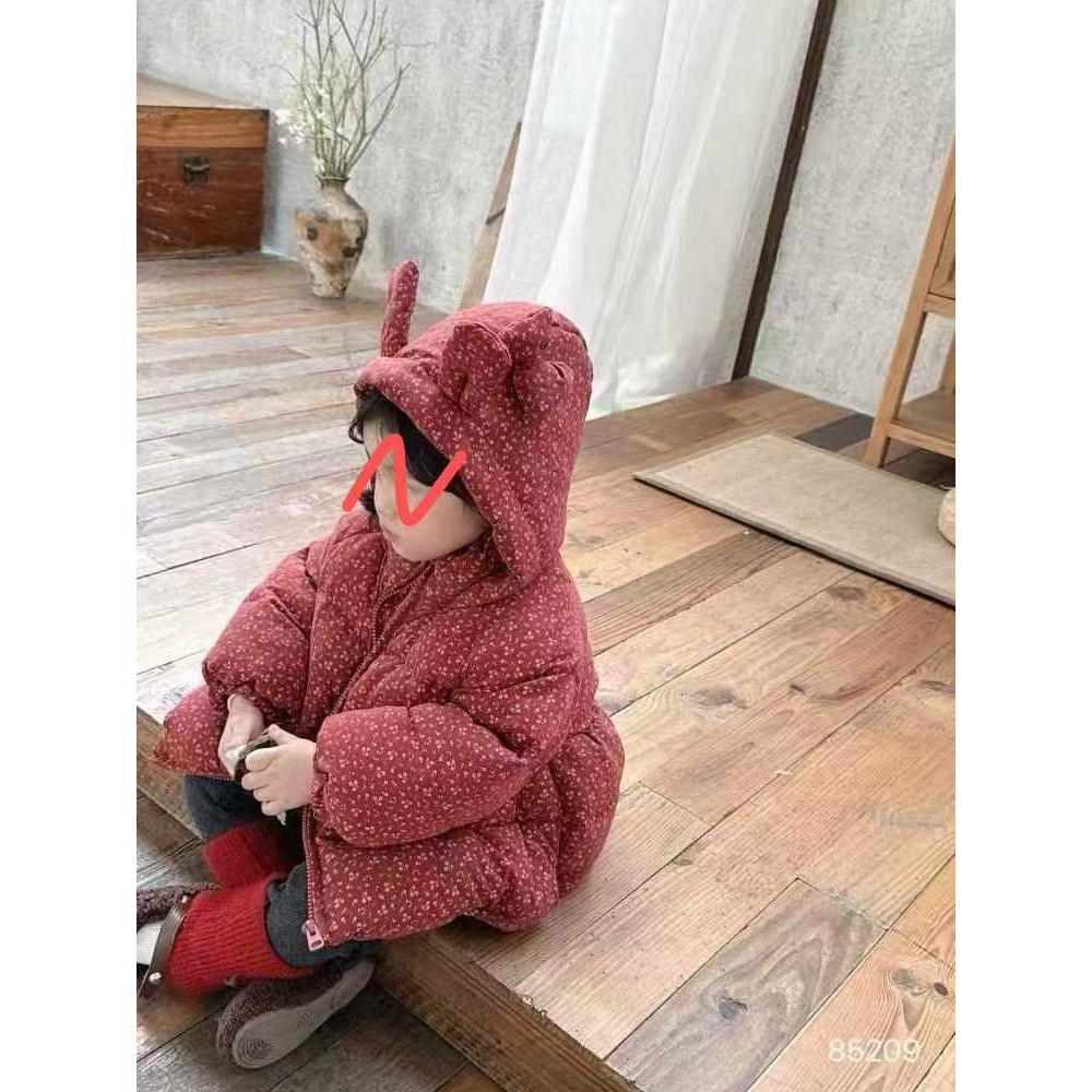 565-红色碎花棉服