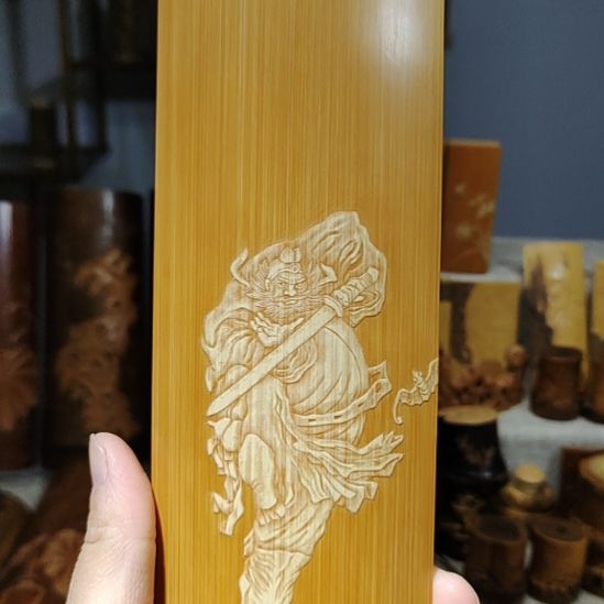 樾***鎅竹竹雕钟馗茶则手把件