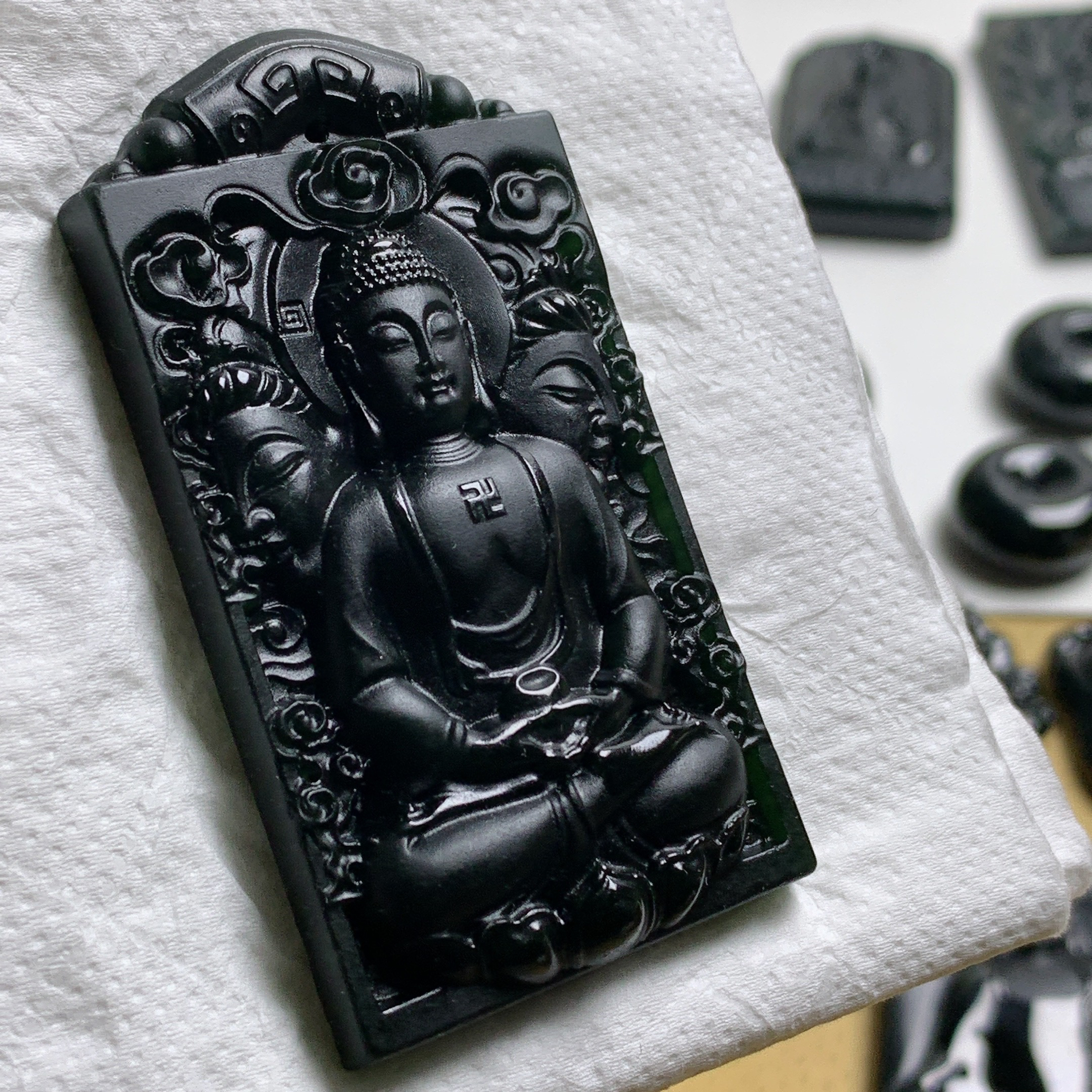 天然缅料a货 大日如来牌挂件141