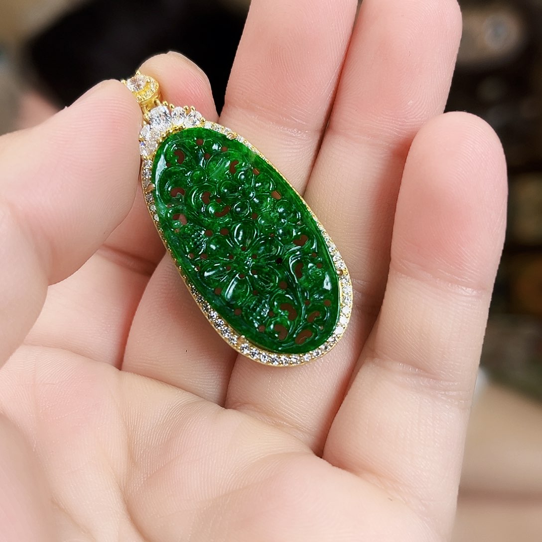 翡翠银S925镶嵌颈饰吊坠