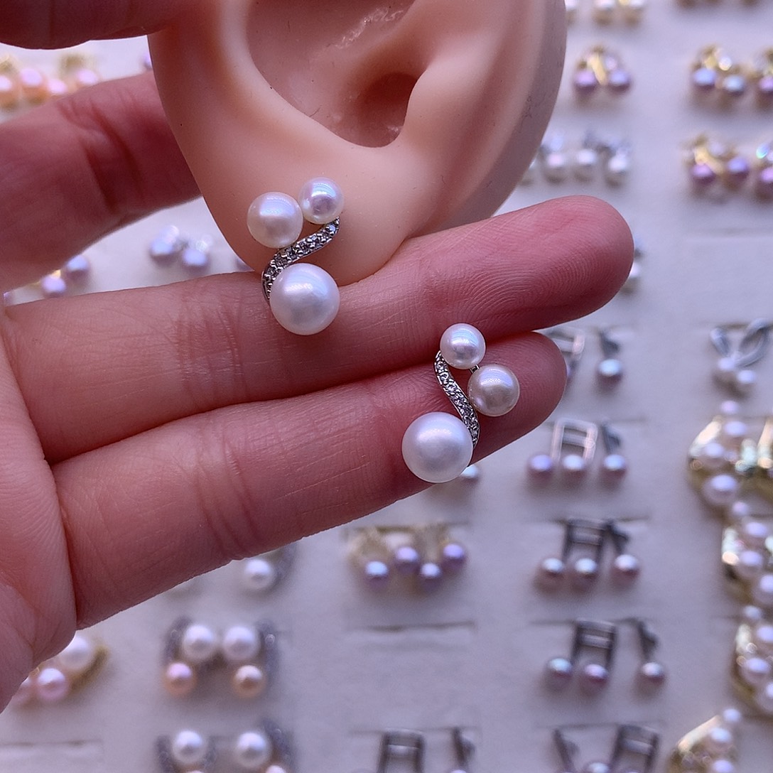 淡水珍珠耳饰合金