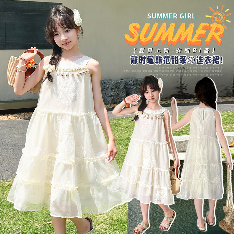 2025年夏季新款中大童时尚日常女童亲子款连衣裙儿童c56夏日