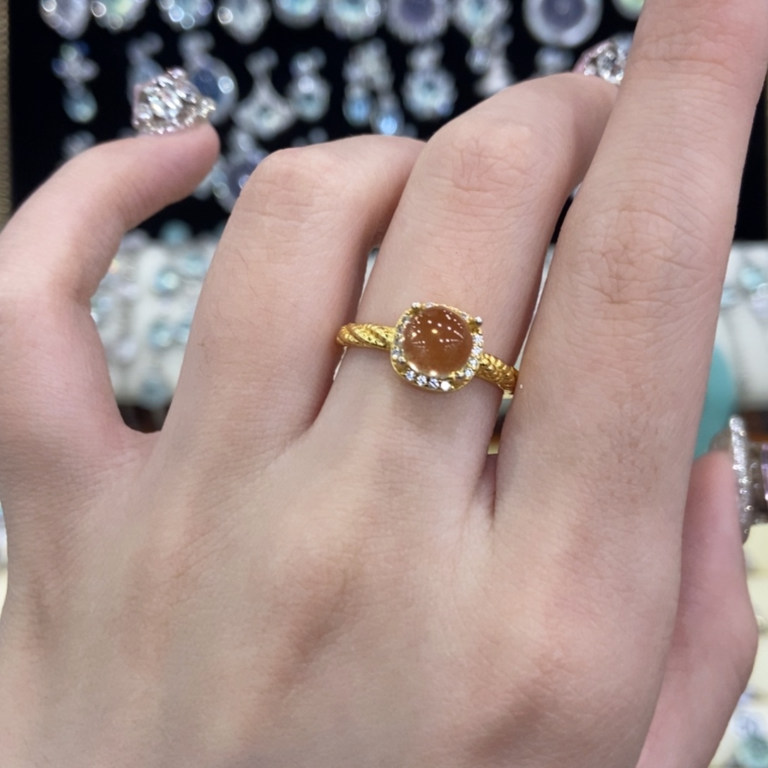 银S925镀金镶嵌戒指黄晶