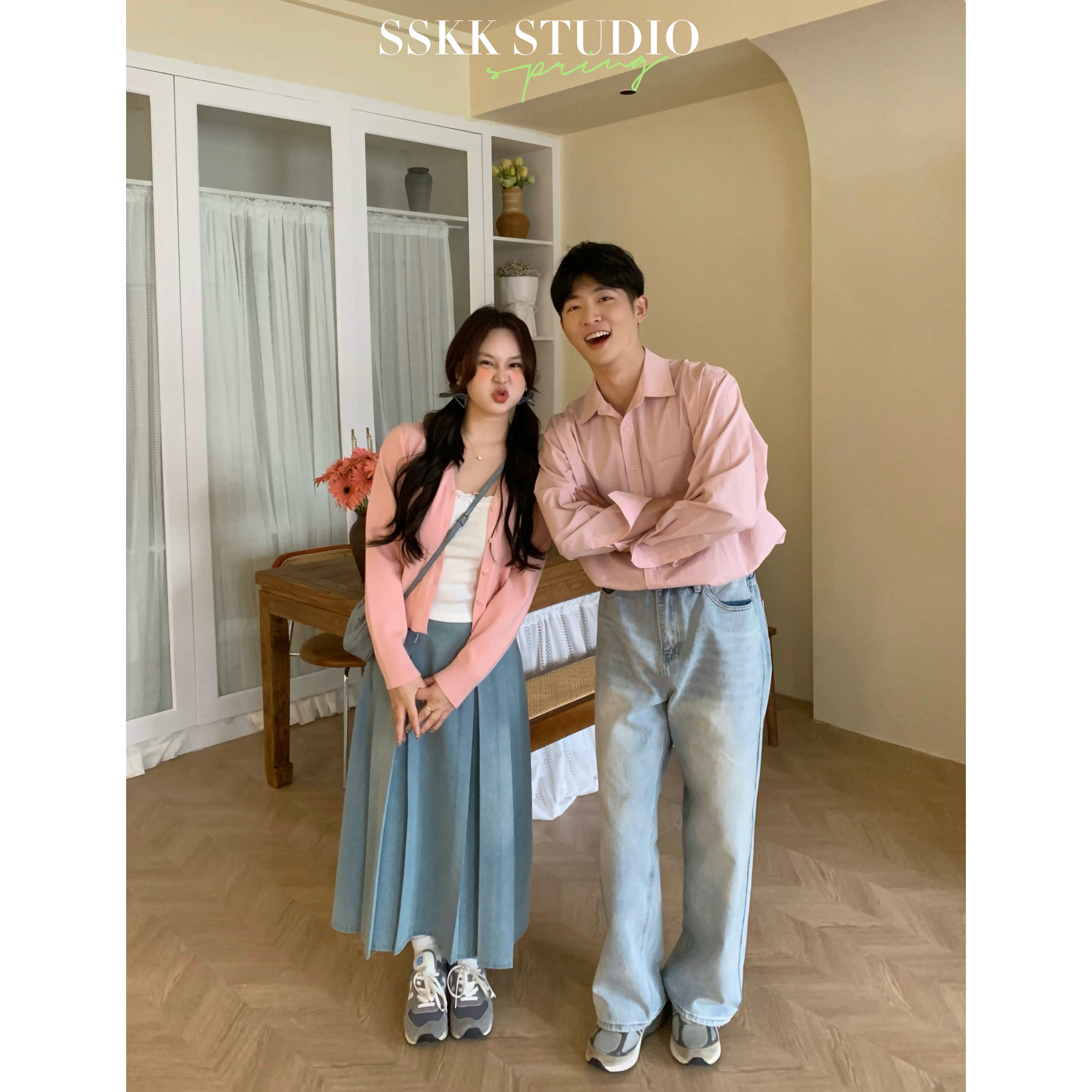 KMZY/KMZY山_山【长腿欧尼】微胖mm韩版时尚百褶牛仔半身裙（带皮带）