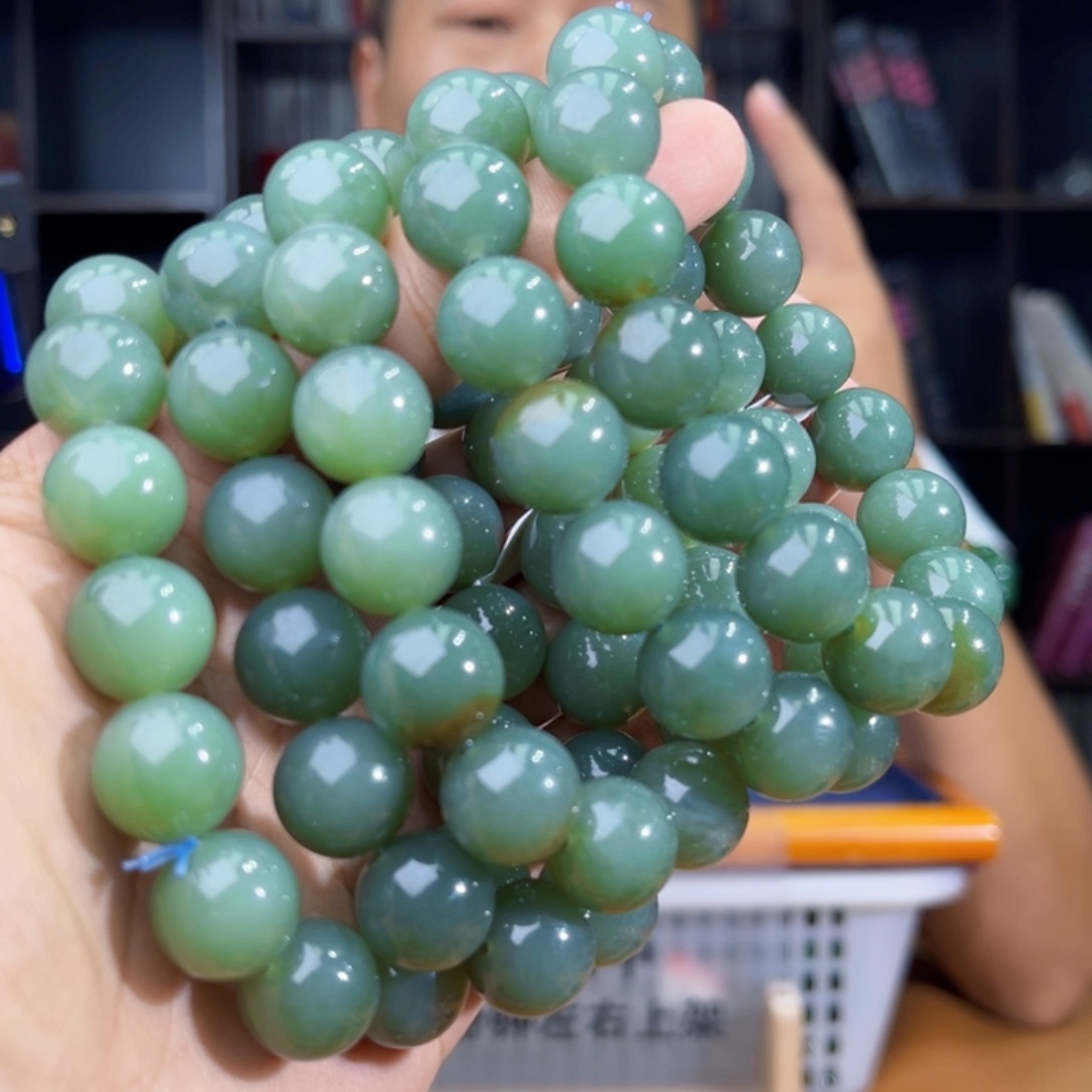 手串未镶嵌和田玉纯天然14年新疆且末料正蓝卡14多样性发其一