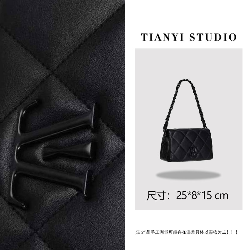 【天一甄选】GQ-89503-黑色  轻奢小众设计感时尚斜挎女包包