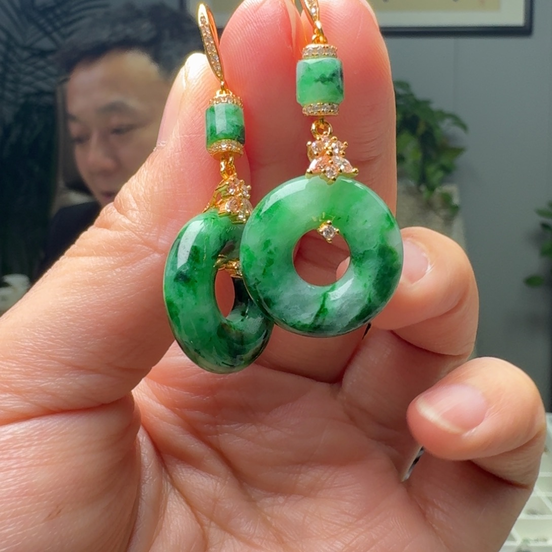 翡翠银S925镶嵌耳饰多样性发货其一