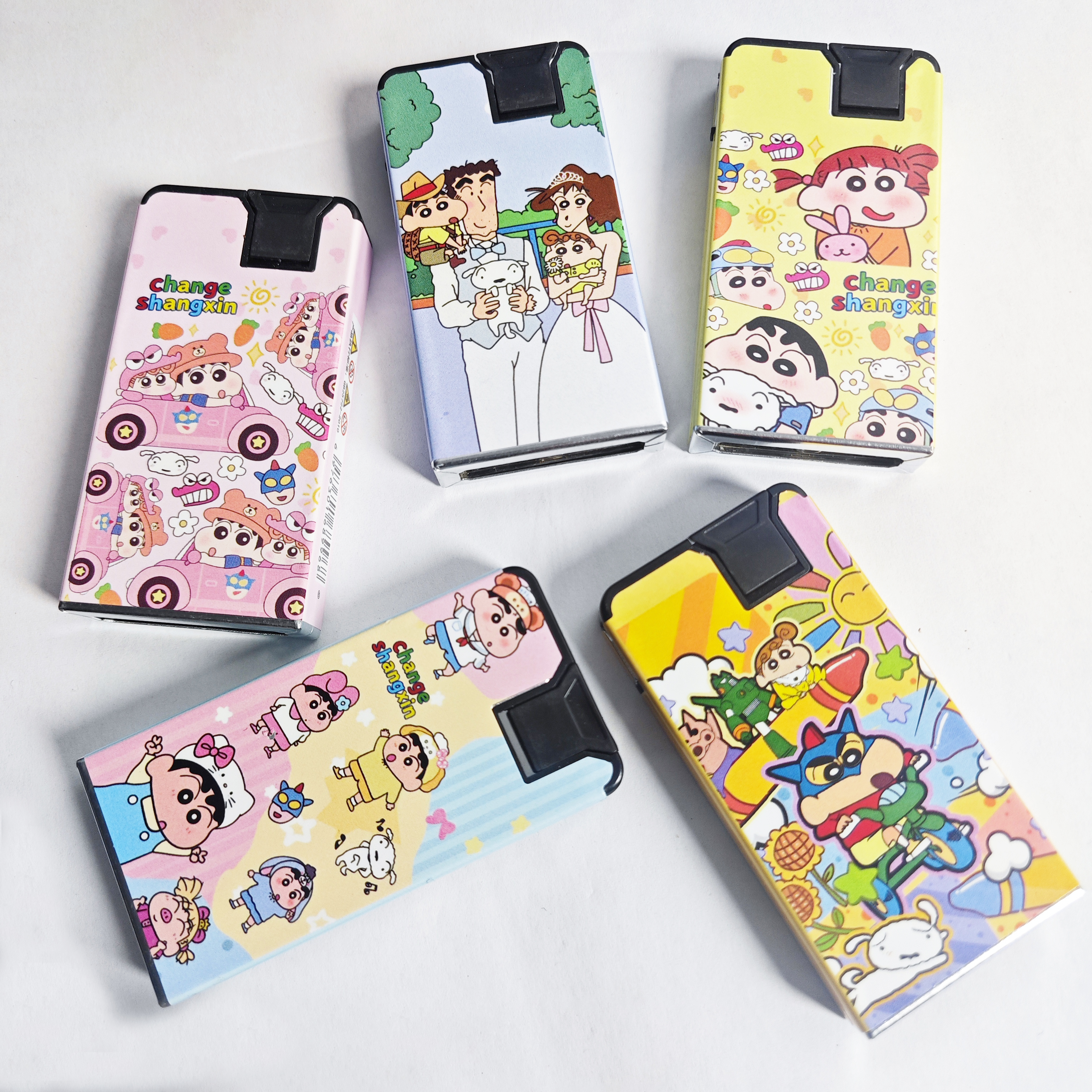 新款蜡笔小新可爱卡通下拉打火金属防风打火机直充个性高颜值创意