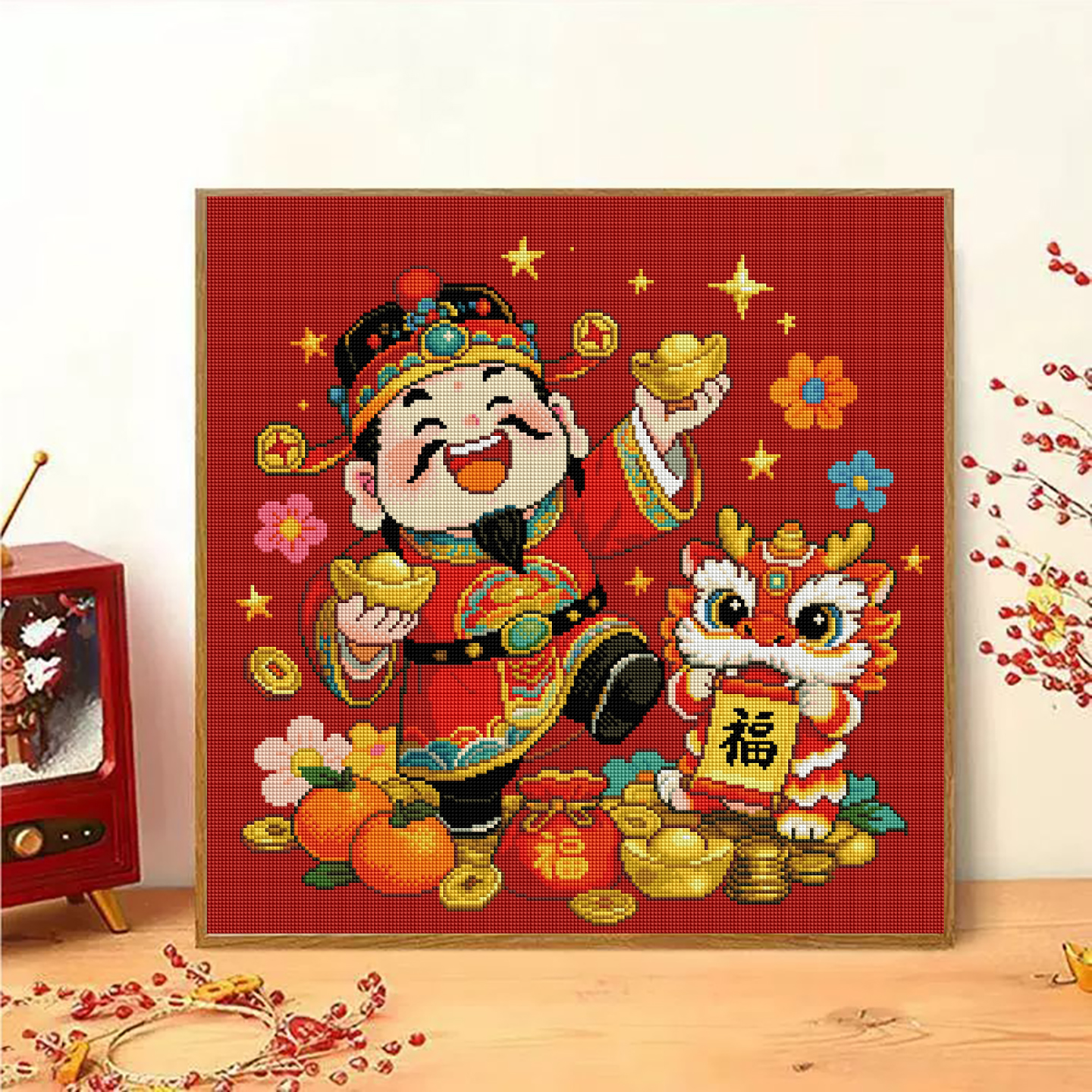 【花田错】新款钻石画满钻财神爷发财暴富手工DIY装饰画客厅点图画 