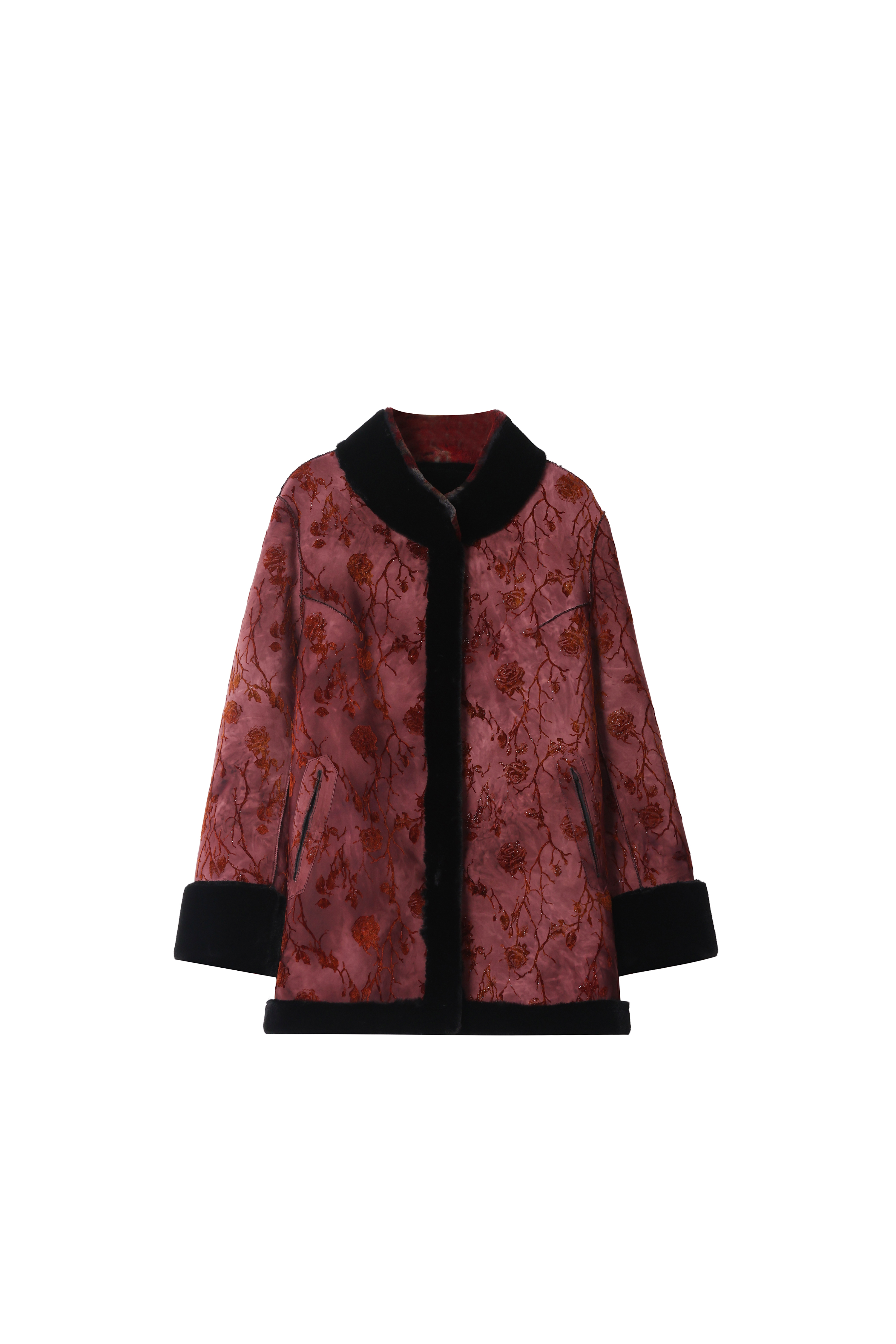 2025新国风新款新中式立领暗扣双面双穿一体绒大衣加厚冬装妈妈装