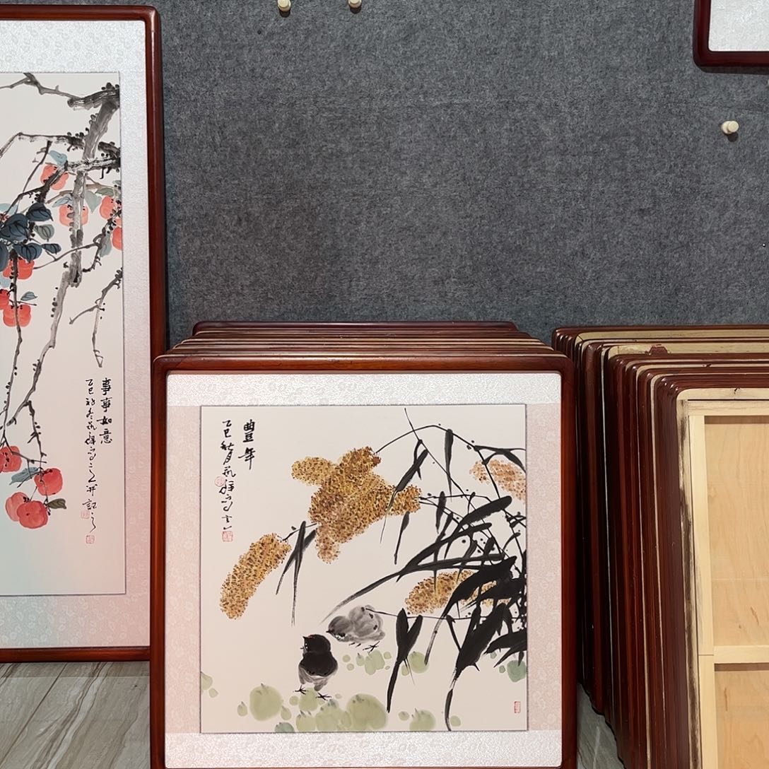 国画书画作品带框63×63