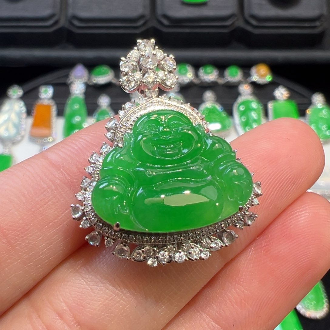 翡翠吊坠(不含链)18K金镶嵌收到货48小时鉴赏期