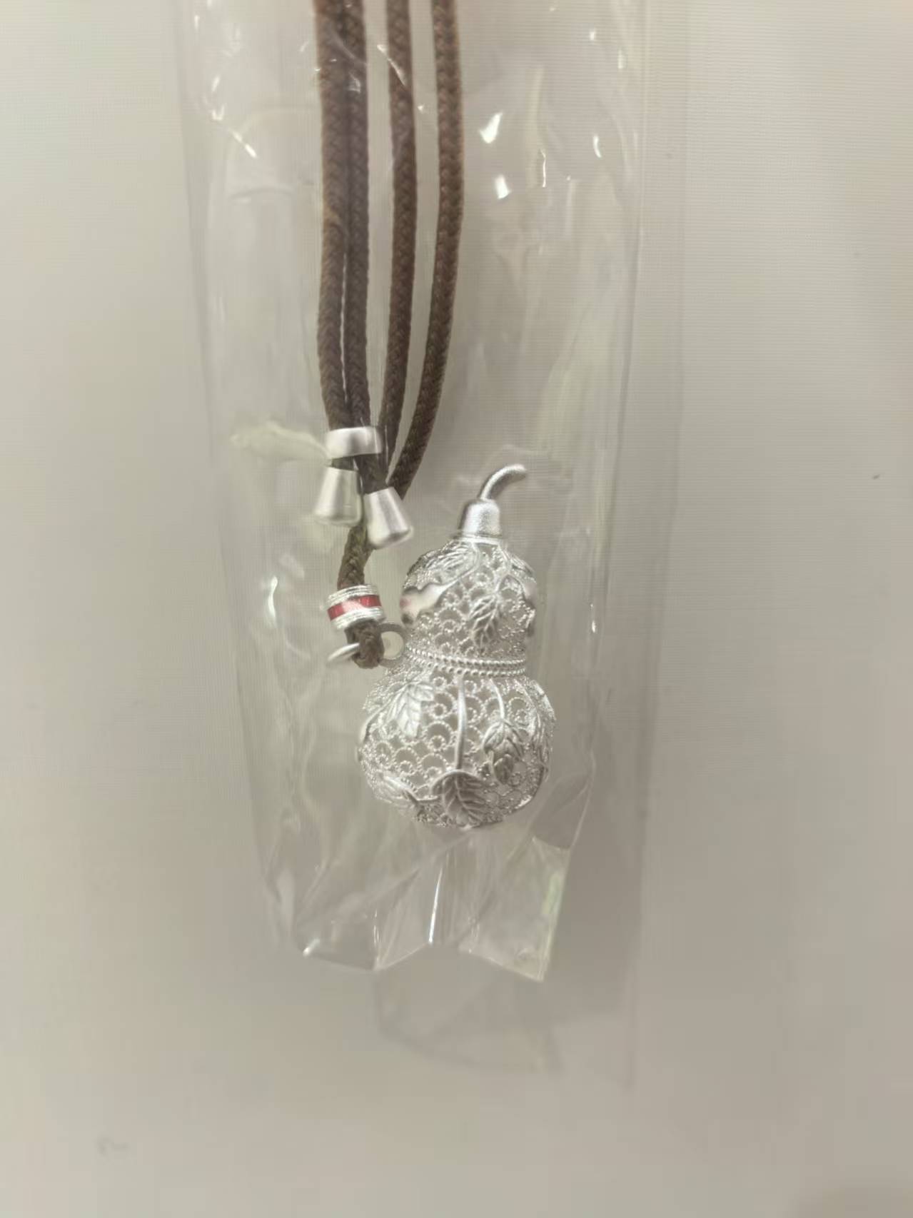 吊坠足银 古法银葫芦项链