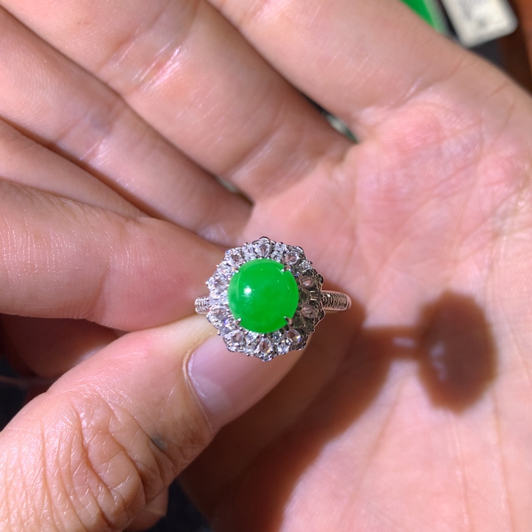 ****醒翡翠18K金镶嵌戒指翡翠