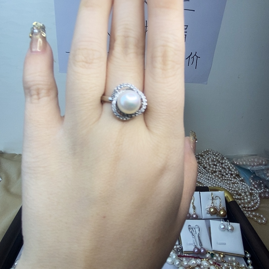 淡水珍珠戒指合金