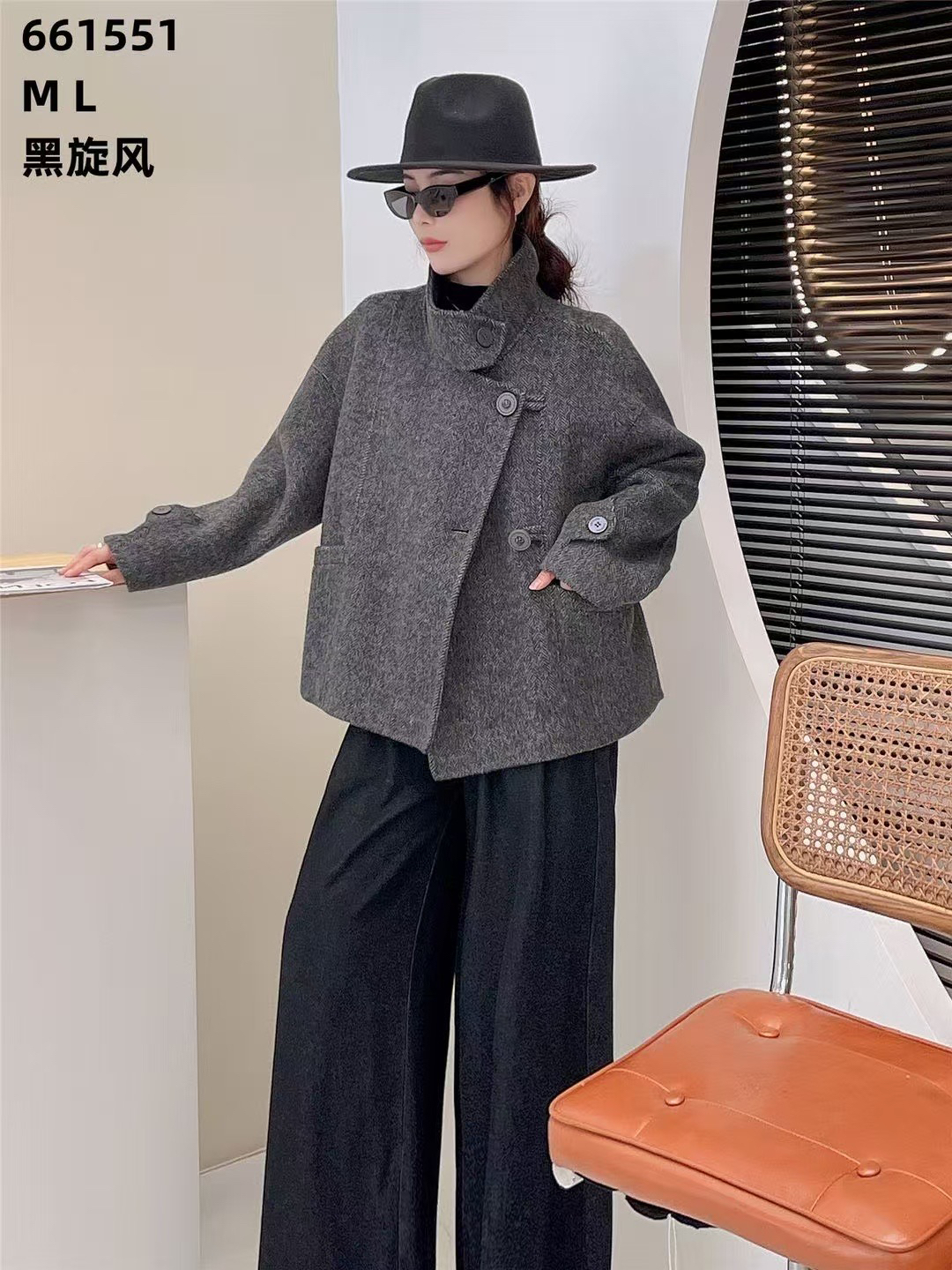 韩版气质中长款毛呢大衣外套女