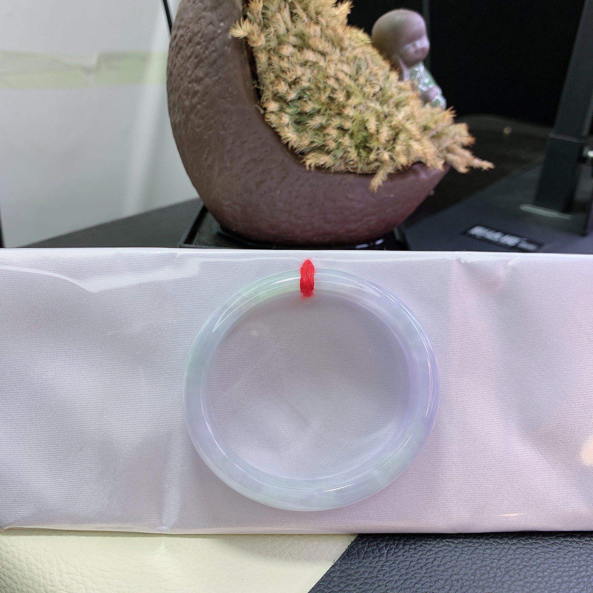 0734号缅甸天然A货翡翠女款手镯54-55圈口冰种紫罗兰贵妃手镯