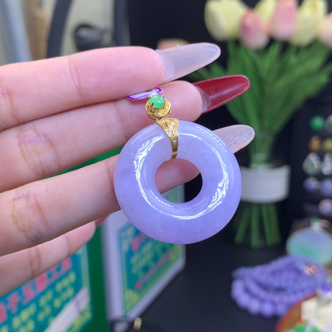 翡翠颈饰18K金镶嵌天然