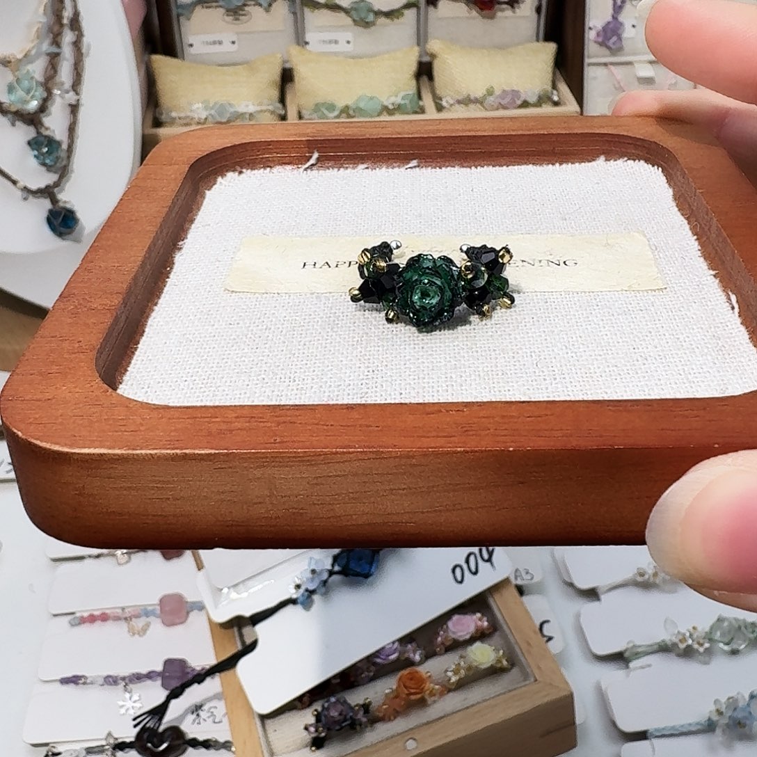 石英石纯铜墨绿戒指