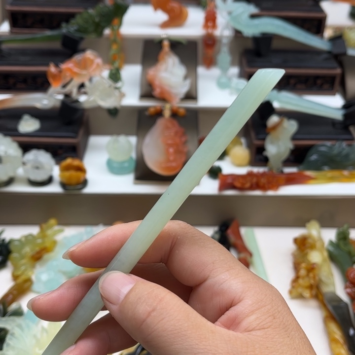 蛇纹石玉未镶嵌岫玉发簪