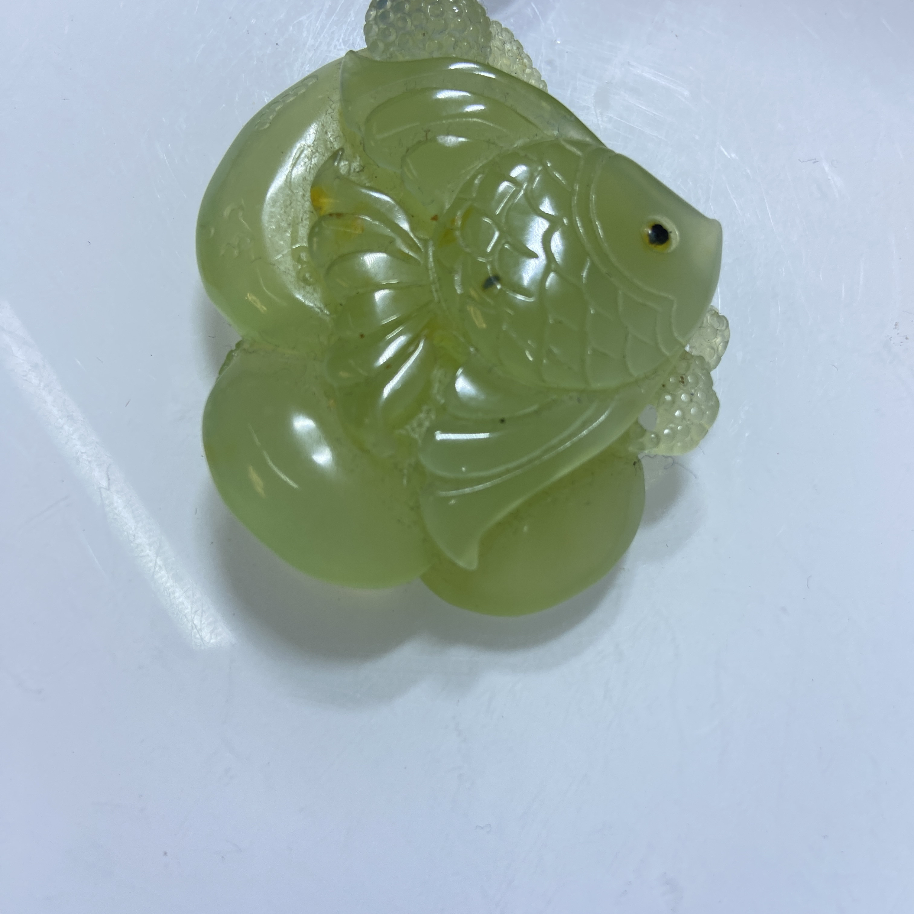 岫玉花玉俏色巧雕鱼富富有鱼手工立体精雕挂件