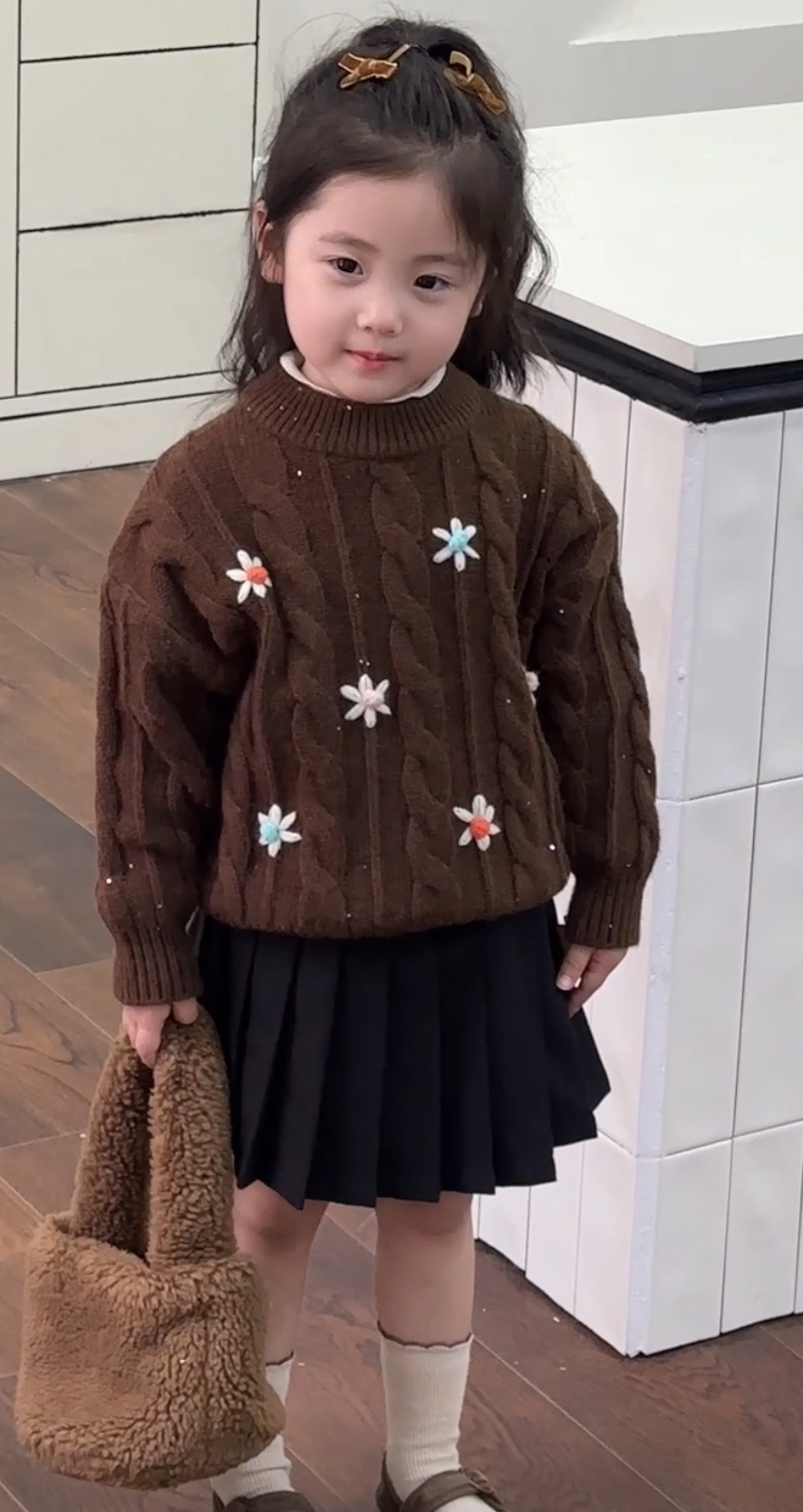 2024韩版秋冬麻花粗针毛衣韩系小童加厚针织打底衫品牌订单余货