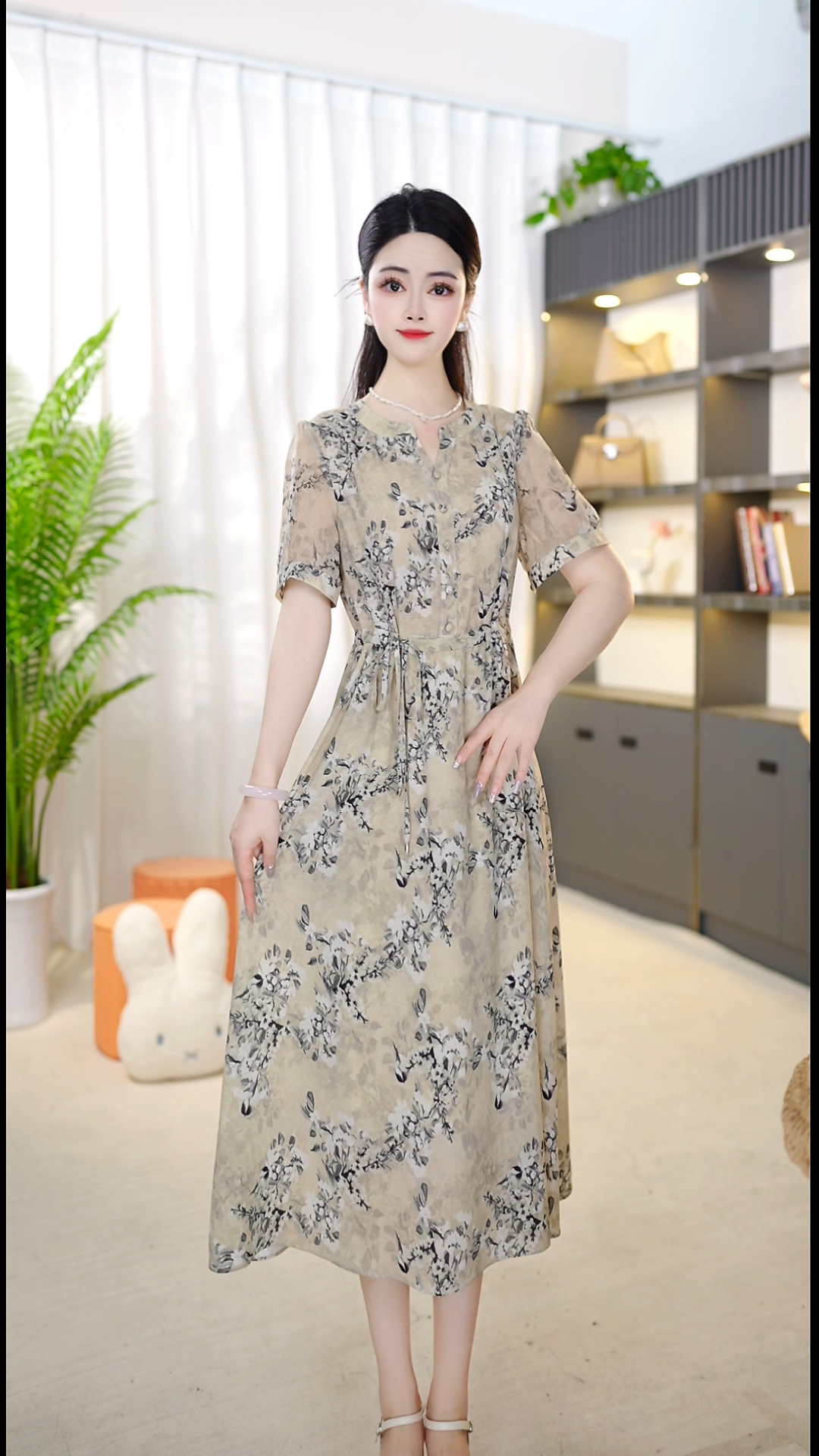 <0A210>2025年夏季新款时尚气质优雅连衣裙中式减龄气质连衣裙