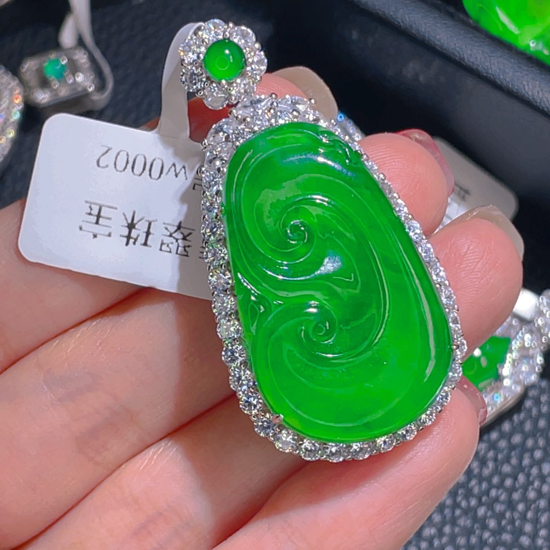 翡翠吊坠(不含链)银S925镶嵌