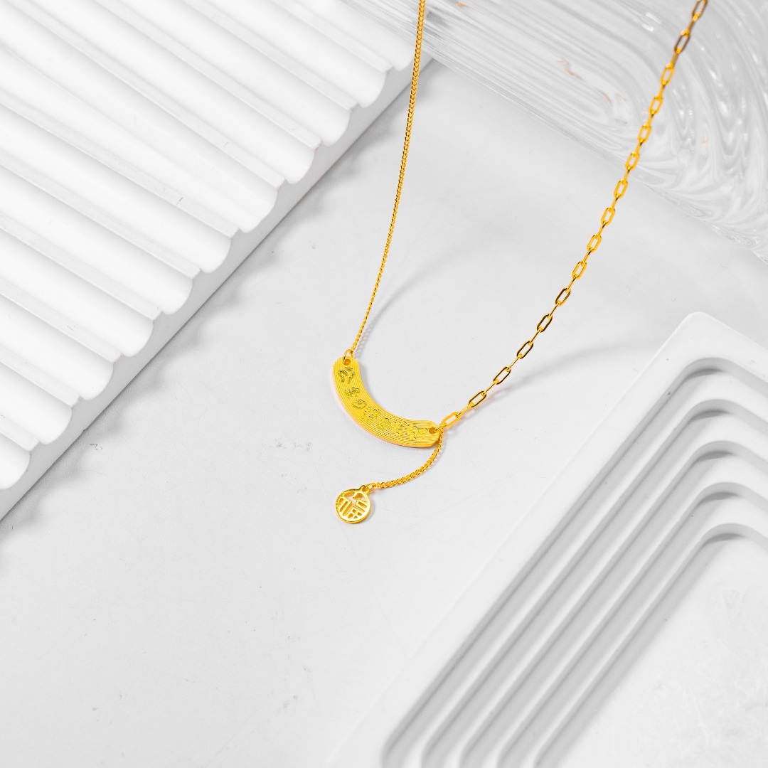 坠链均足银 时尚百搭经典 新款公主请发财套链 气质优雅