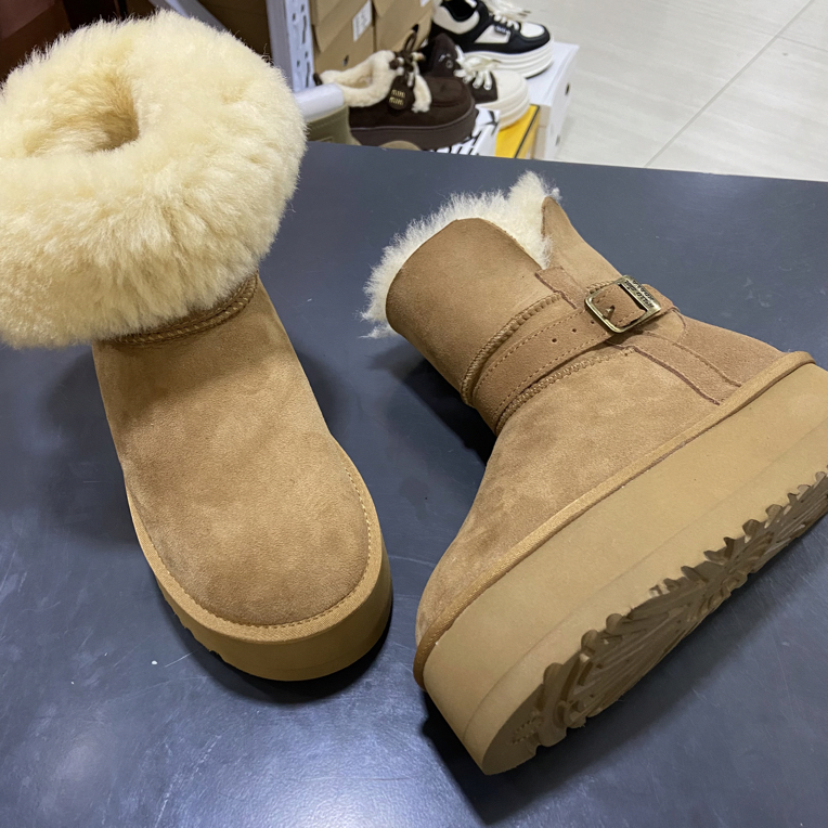  A2088皮毛一体厚底雪地靴新款冬季加厚时尚百搭减龄雪地靴