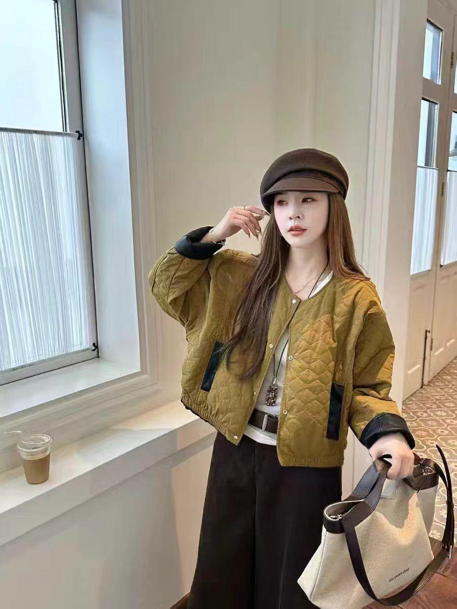 X55962-设计感两面穿女秋冬新款韩版圆领百搭减龄夹克上衣