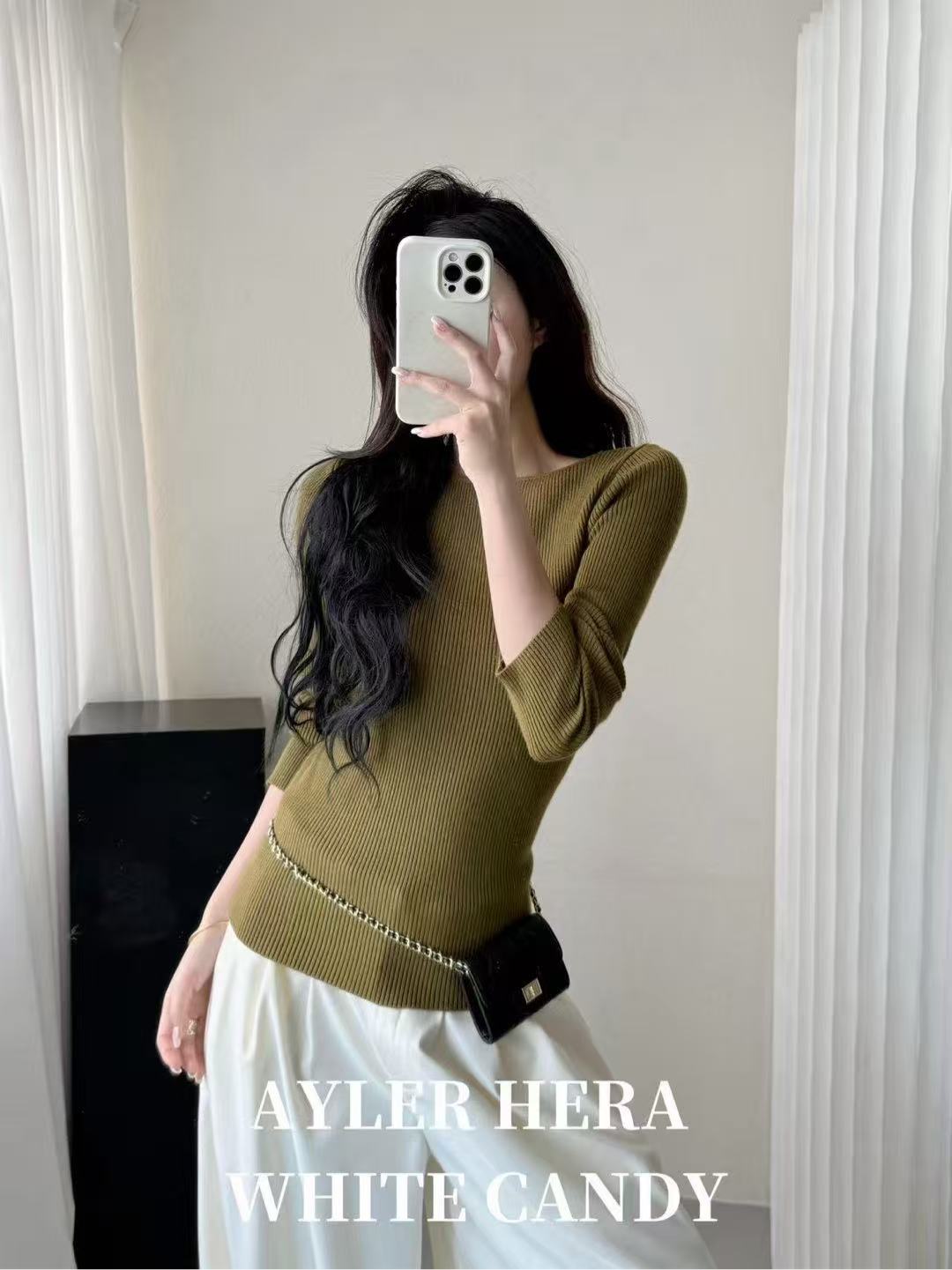 米古古 HERA#68129-福 法式设计感小众显瘦百搭上衣（衣长65）