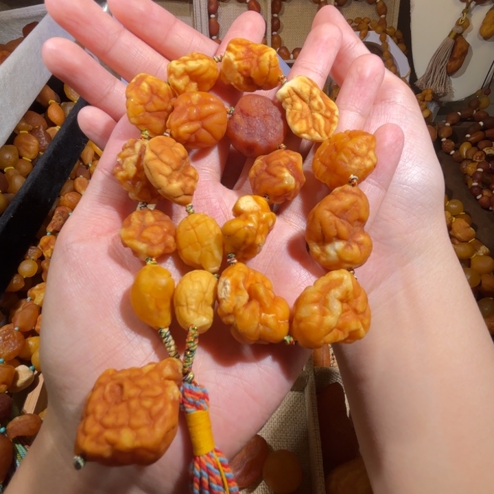 琥珀未镶嵌颈饰蜜蜡海漂手持