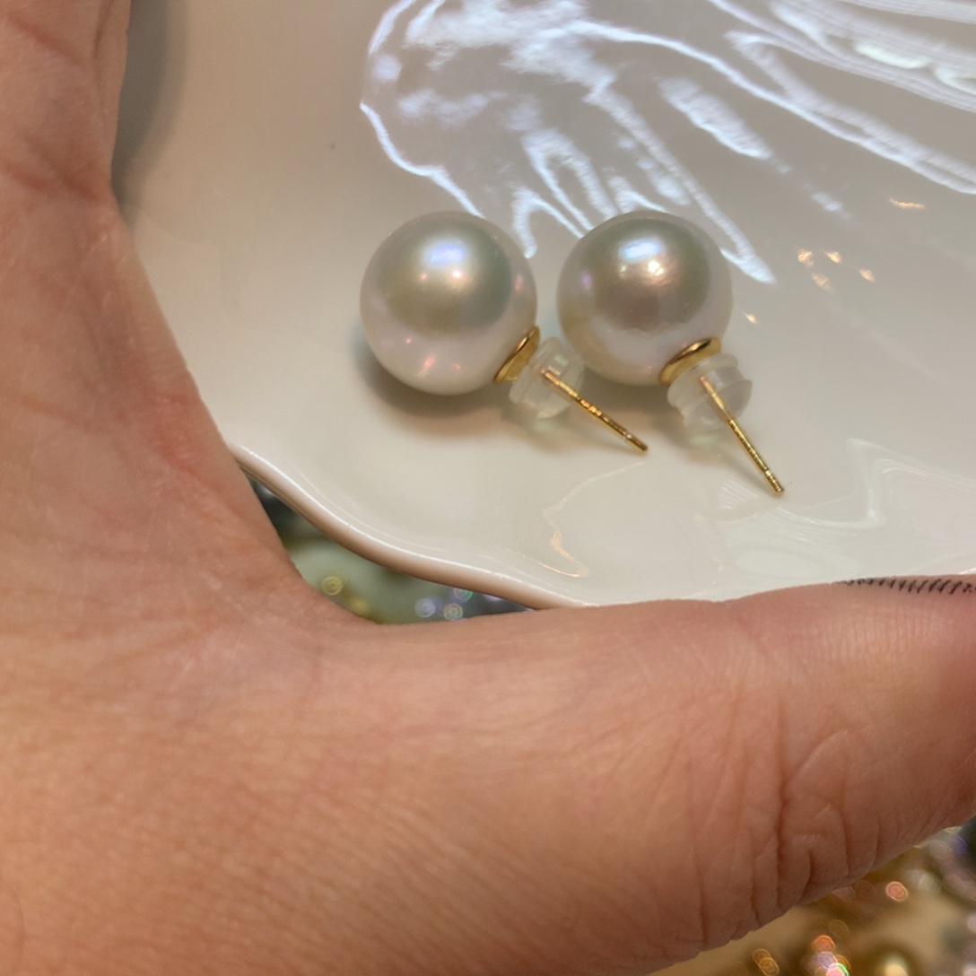 淡水珍珠耳饰银S925镶嵌