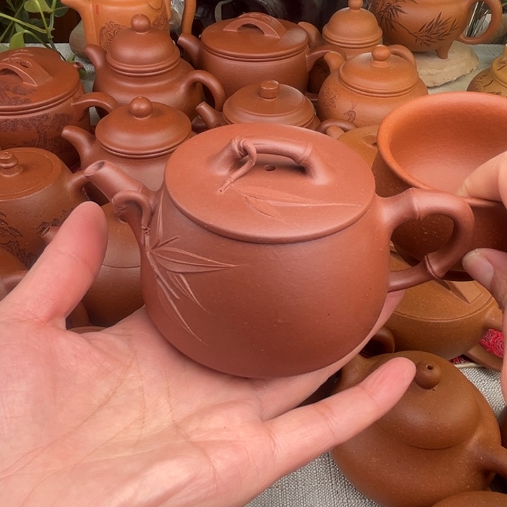 原矿紫泥竹节平盖石瓢精工半手180c c