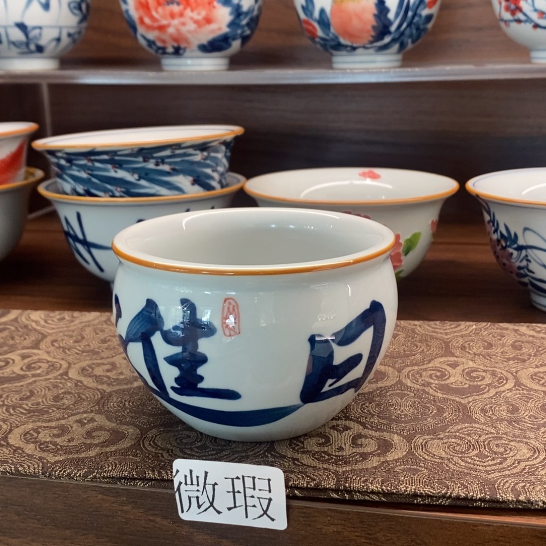 釉下手绘茶具微瑕手工绘制